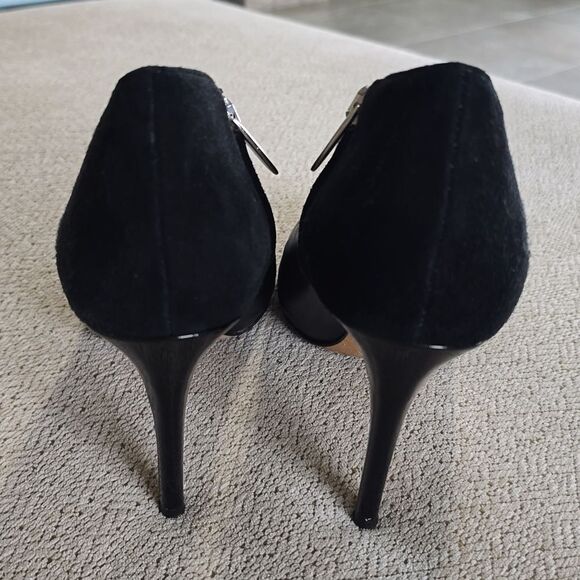 Milana Black Leather Peep Toe Made In Italy Heels - Size 39 - Picture 7 of 16